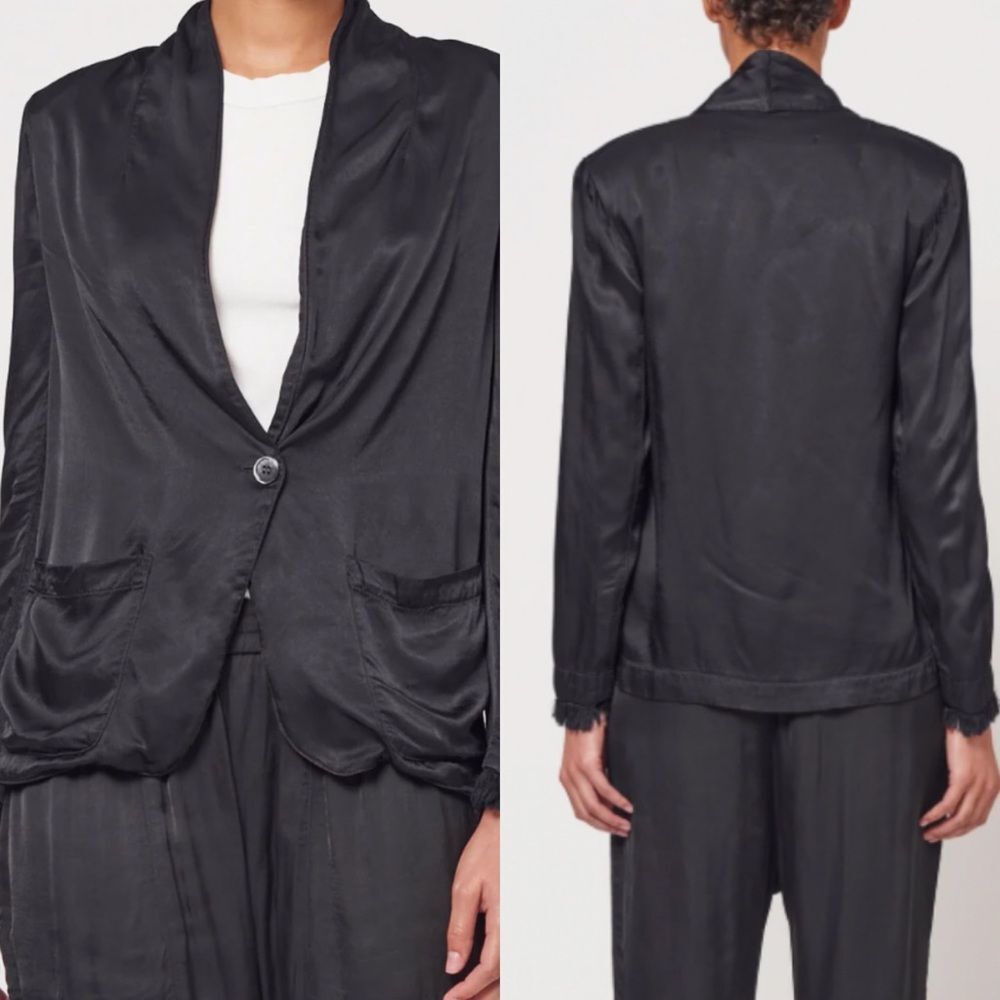Raquel Allegra black‎ satin blazer 1 button women’s size 0